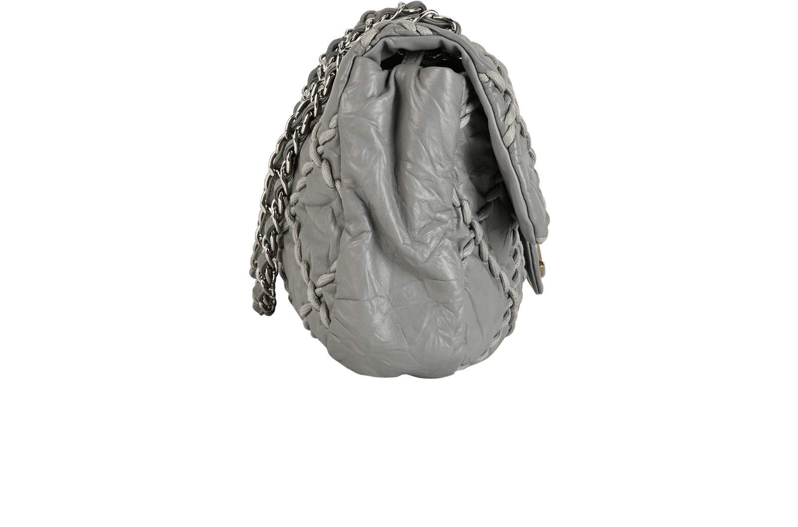 Jumbo Ultra Stitch Flap, &pound;1,200, Handbags, Grey, Leather, Side view